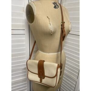 Vintage Dooney & Bourke Leather Crossbody Bag Purse Cream Brown Made Is USA